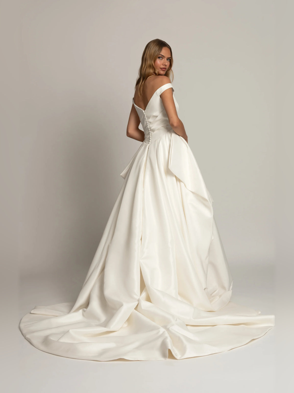 off shoulder ball-gown high-low formal dress - image 5