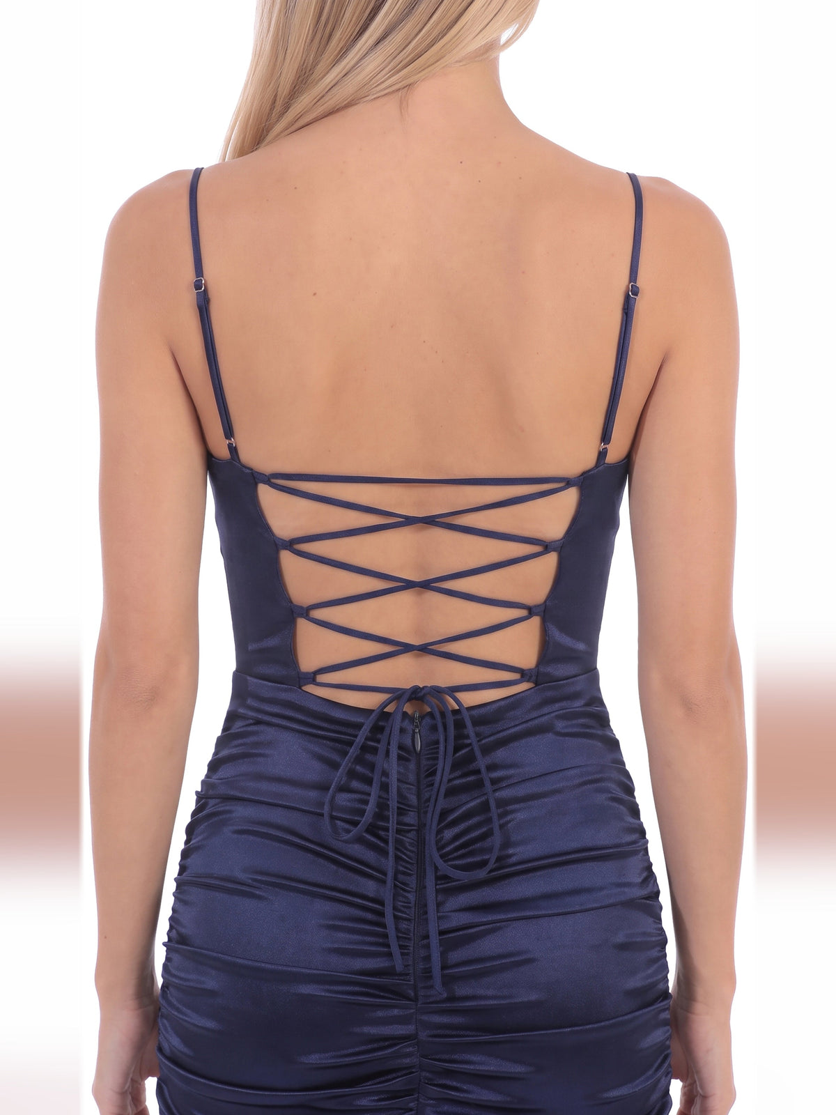 Navy homecoming dress with a-line shape