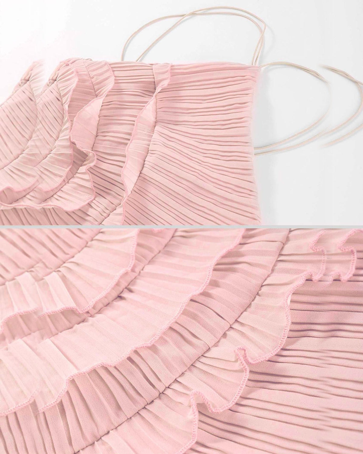 dusty rose asymmetrical halter chiffon formal dress with pleated ruffles - image 6