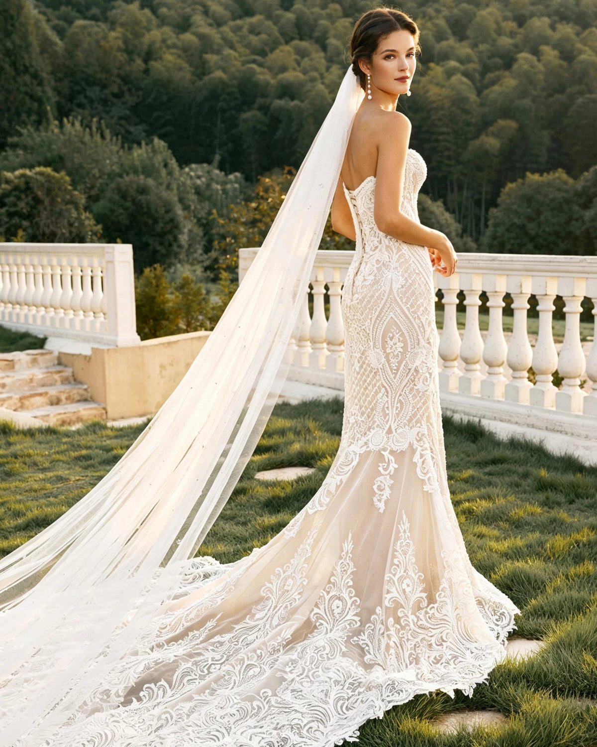 strapless sweetheart lace mermaid wedding dress - image 6