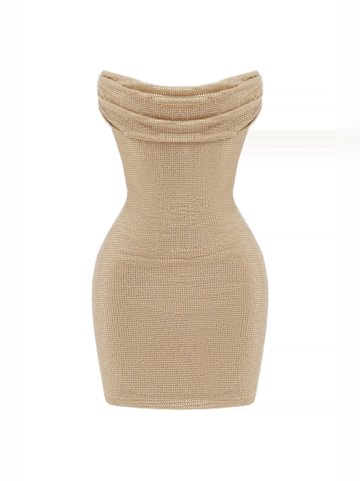 Gold strapless mini sequin dress, structured bandeau top