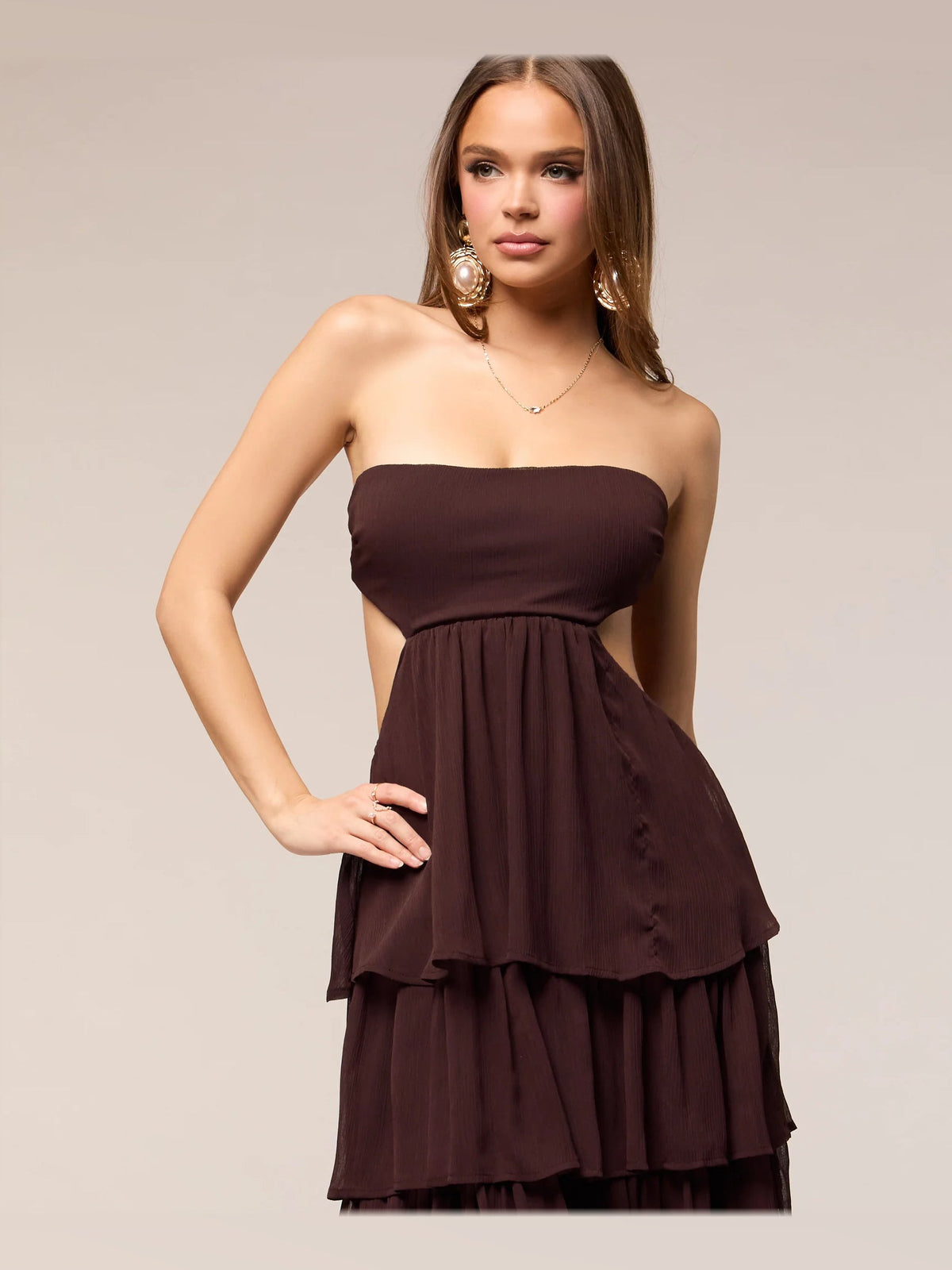 Brown formal dress with maxi formal style