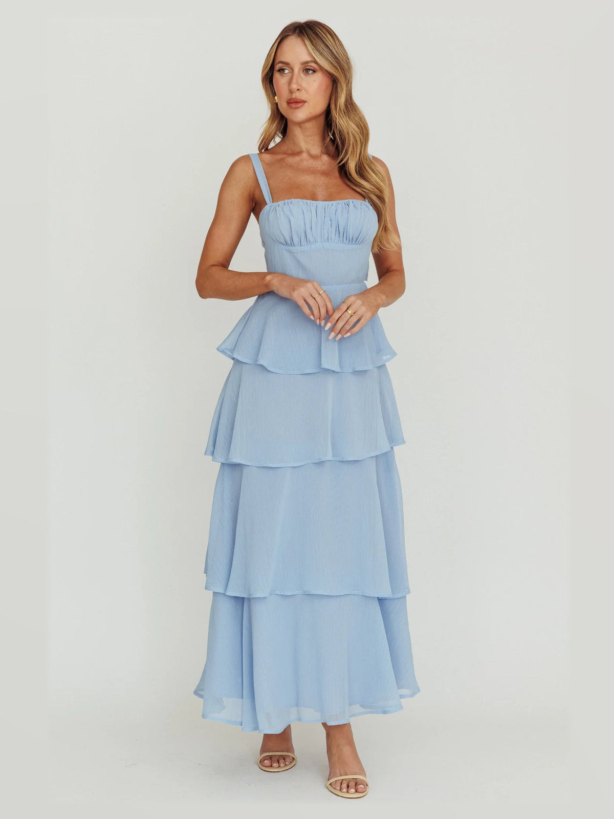 Sky Blue maxi formal dress, alternate full-length view showing the overall shape