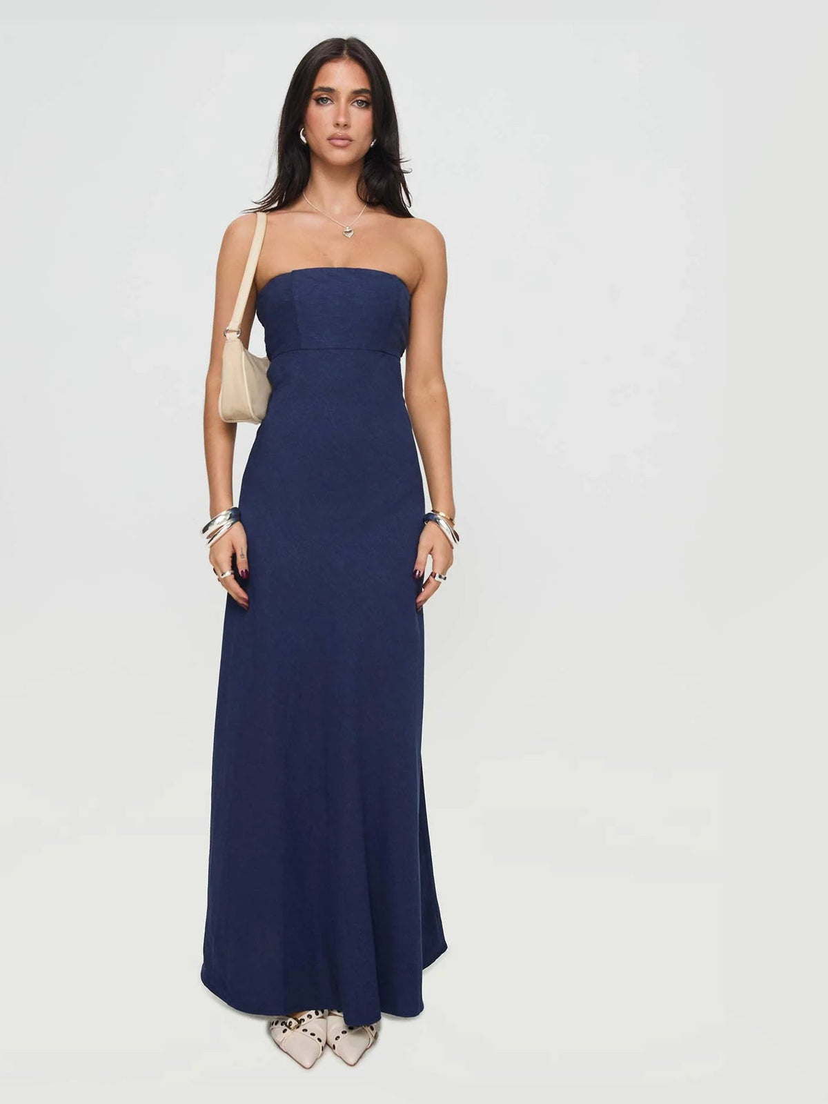 Navy formal dress with maxi formal style