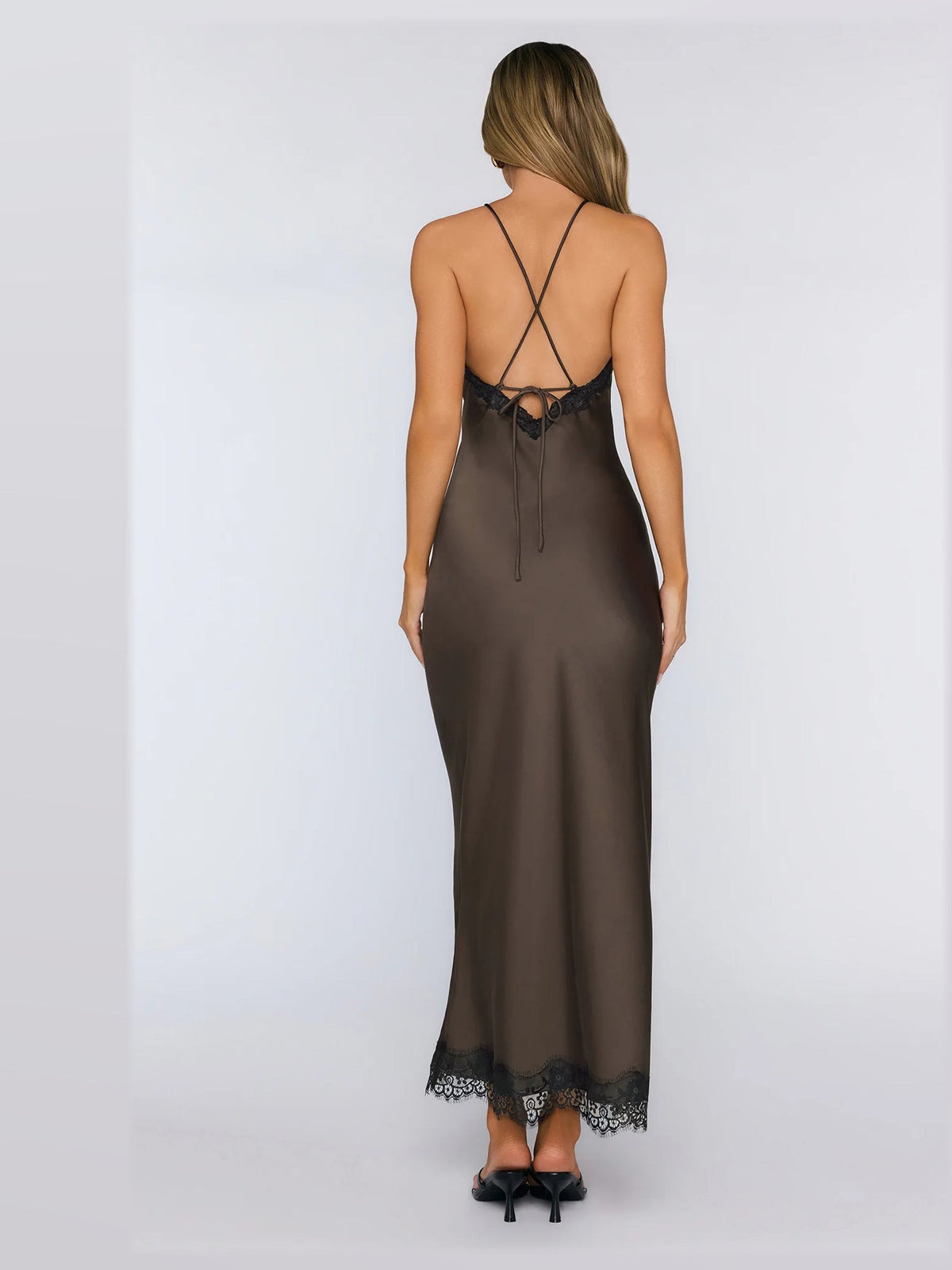 Brown formal dress with maxi formal style