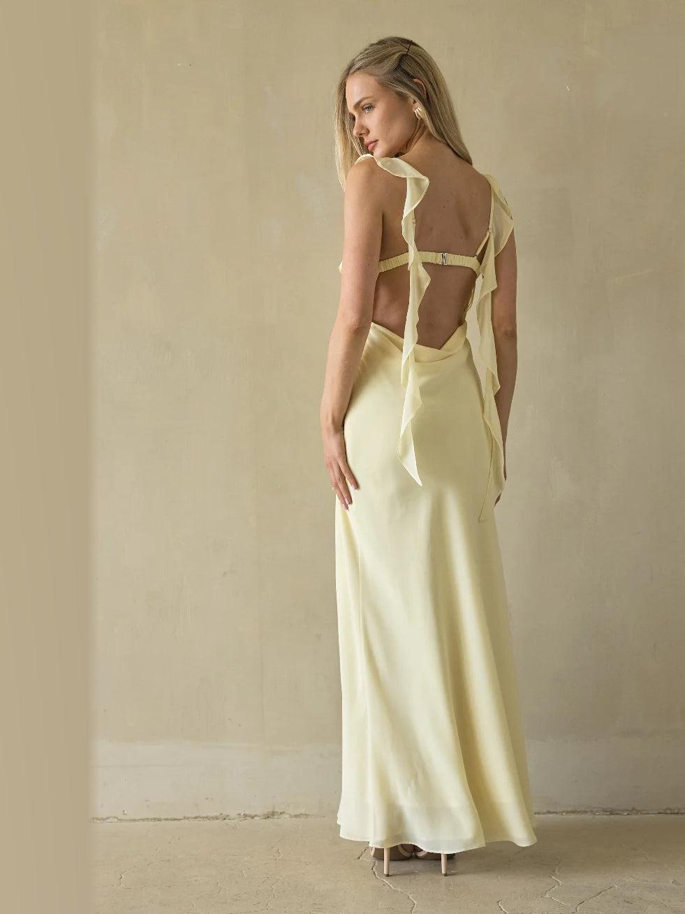 Butter Yellow formal dress with maxi formal style