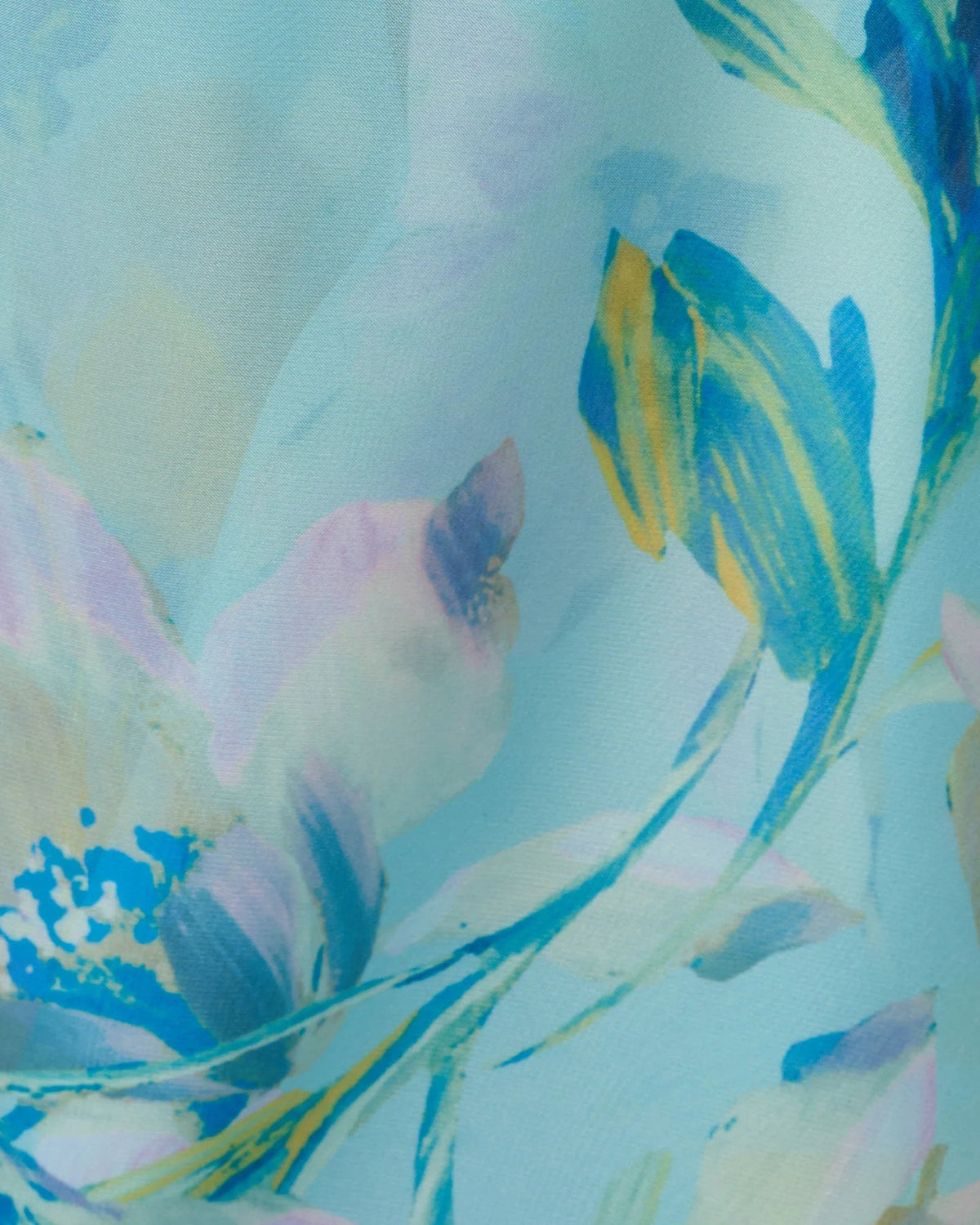 Blue multi floral fabric with airy chiffon-like texture