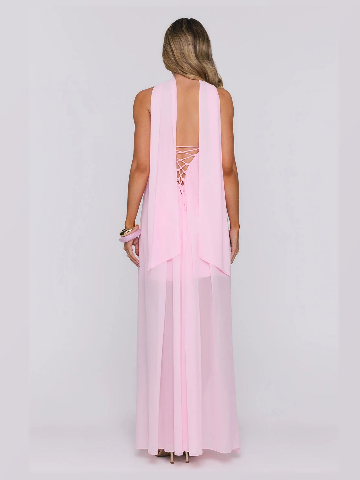 Pink formal dress with maxi formal style