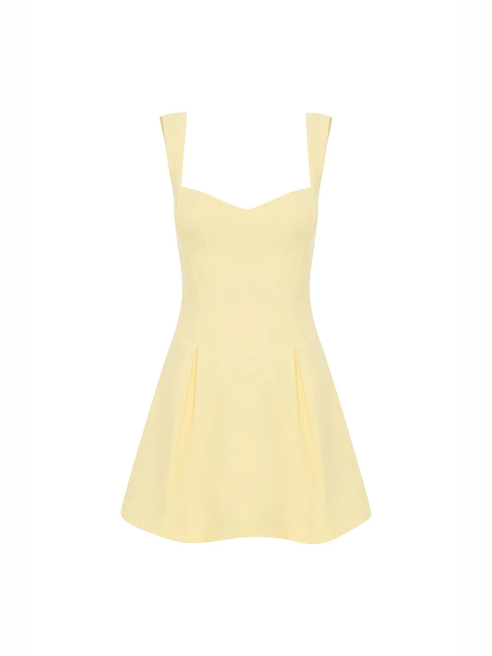 Lemon square-neck sleeveless A-line mini dress flat lay