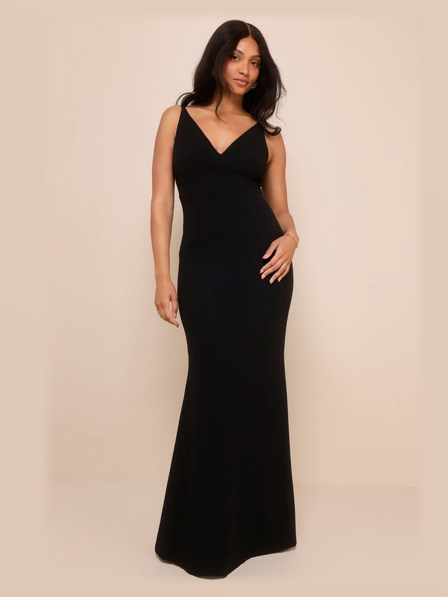 Black maxi formal dress, alternate full-length view showing the overall shape