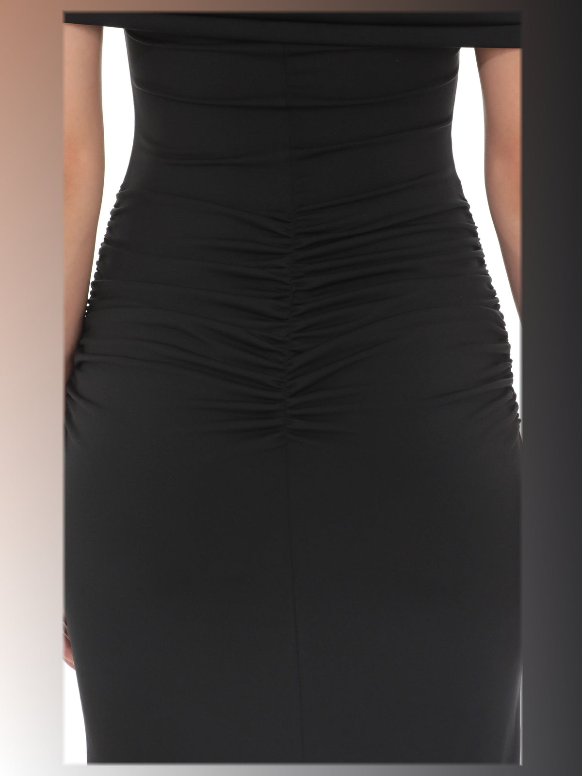 Black bridesmaid dress with midi formal style