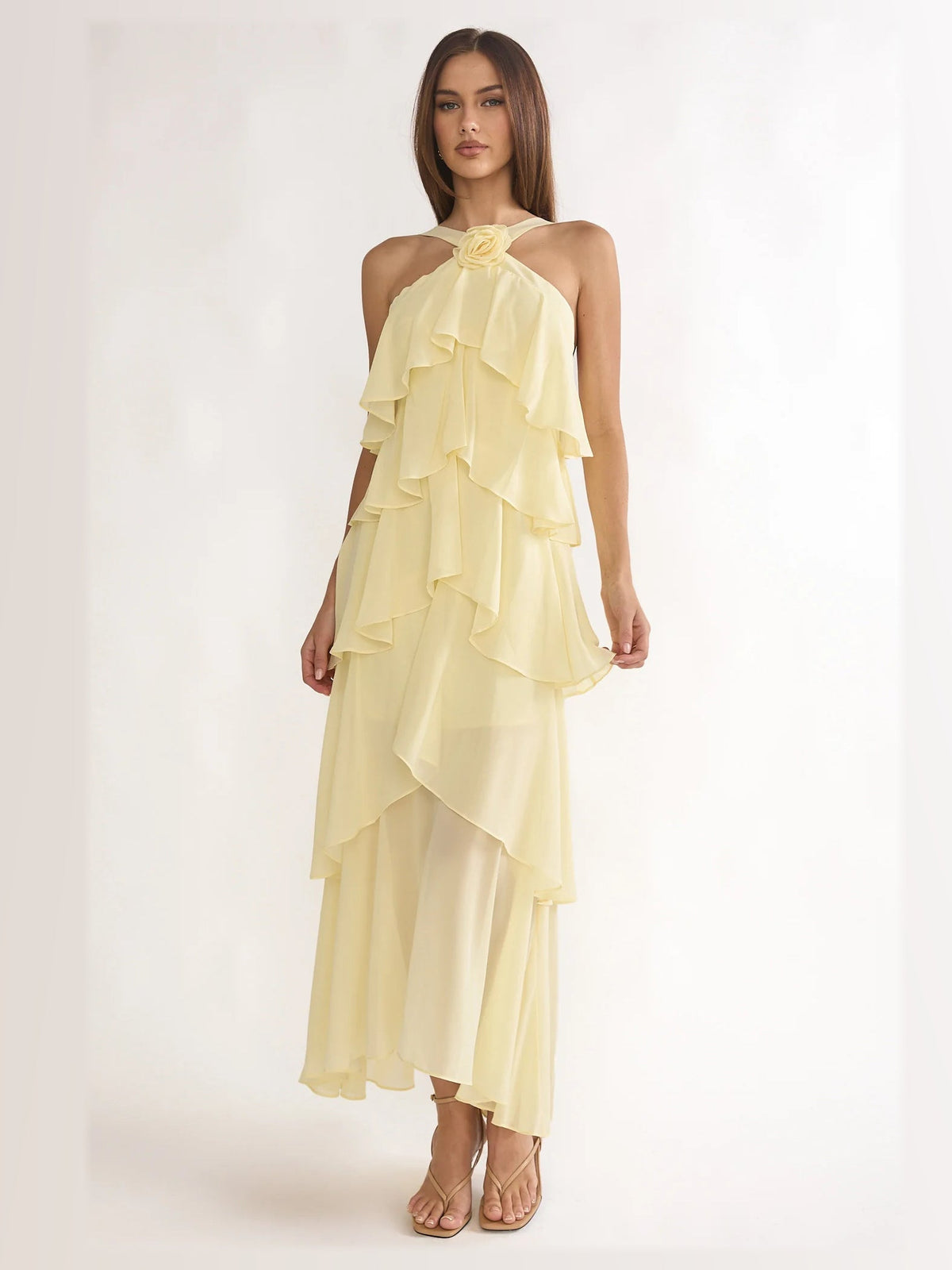 Yellow formal dress with maxi formal style