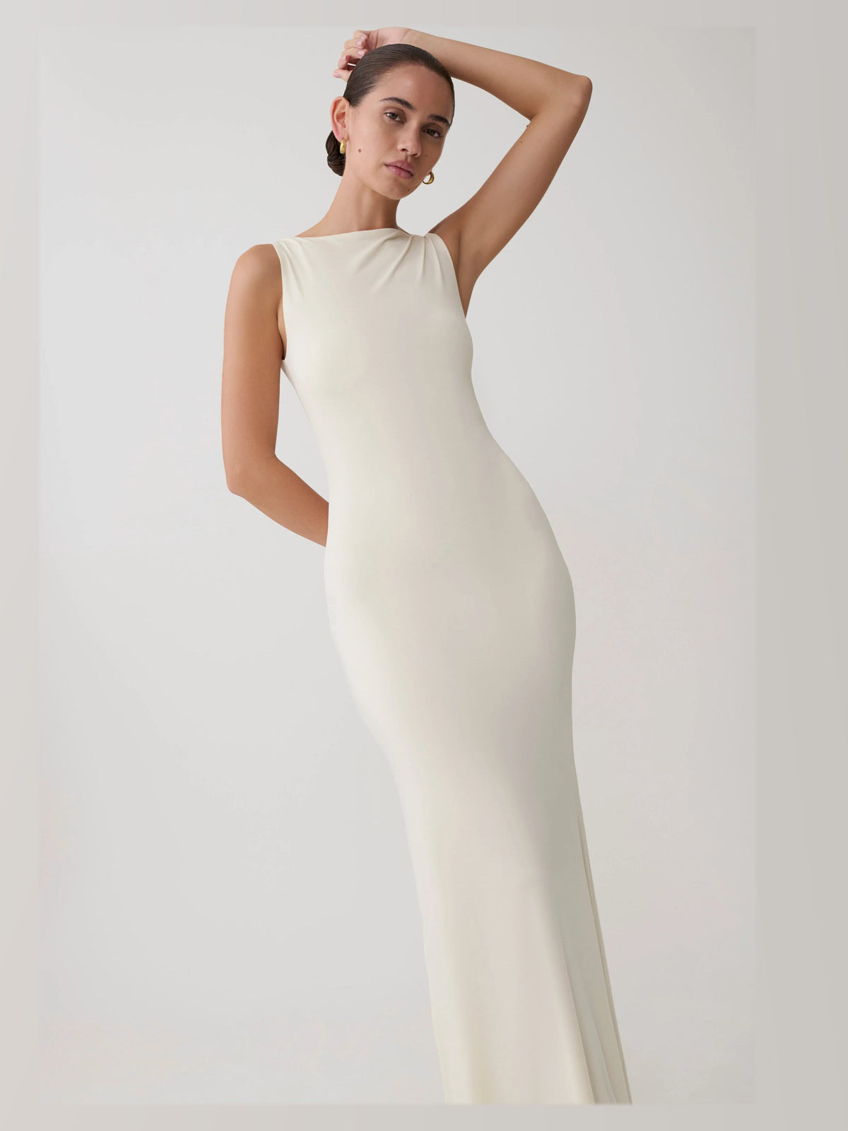 Bone formal dress with maxi formal style