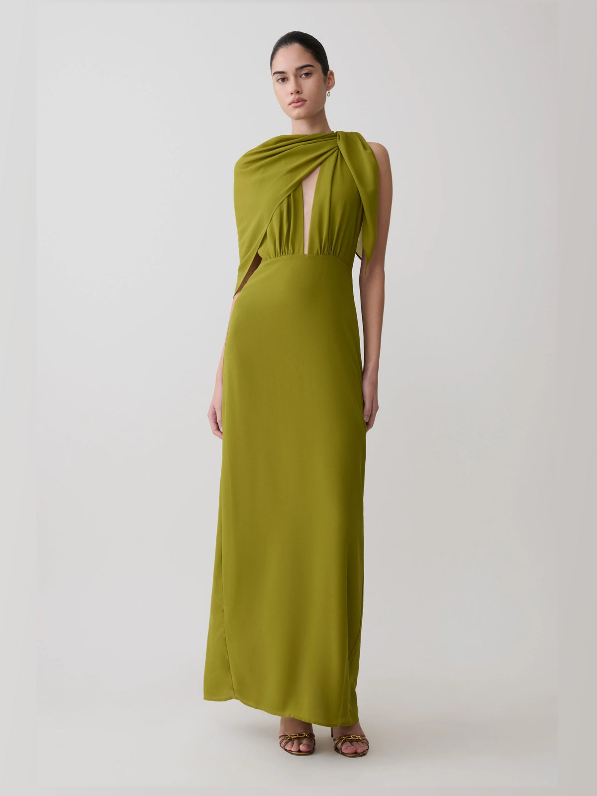 Green formal dress with maxi formal style