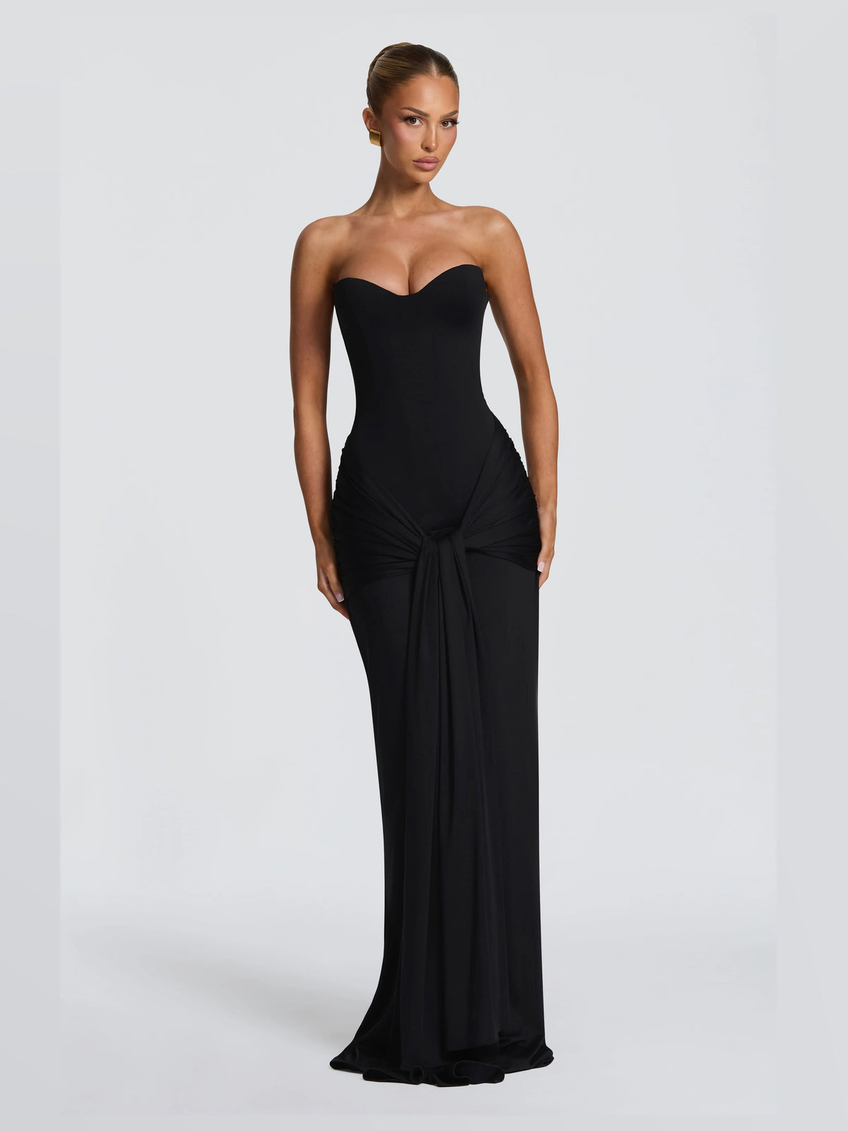 Black formal dress with maxi formal style