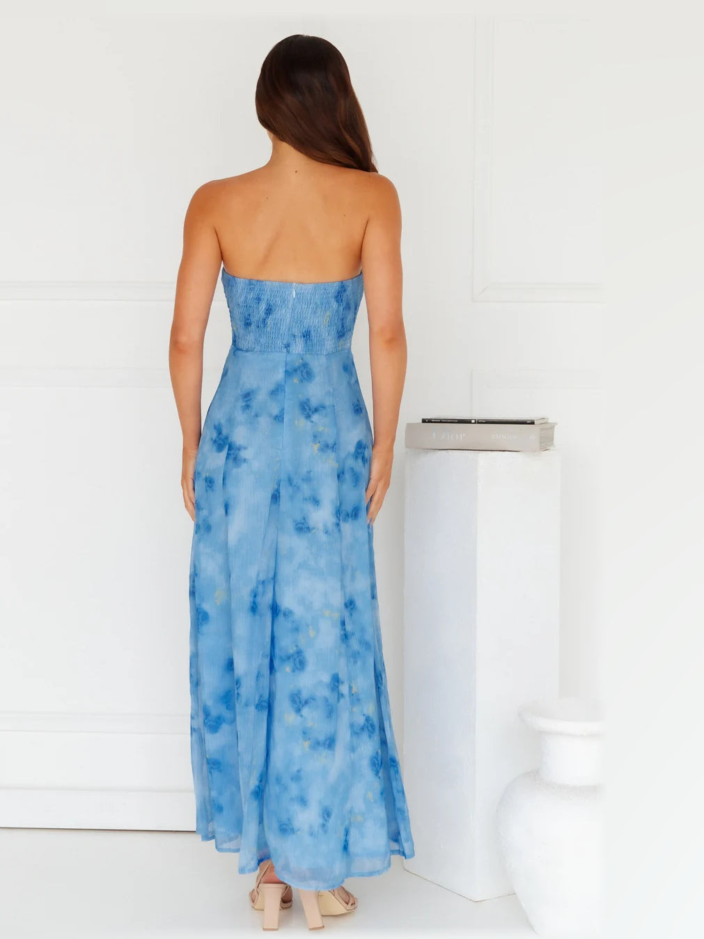 Blue formal dress with maxi formal style