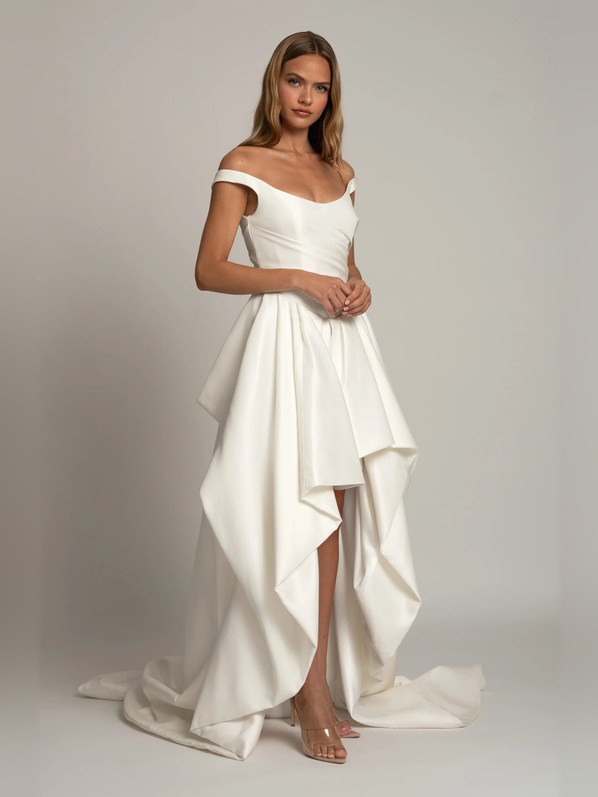 off shoulder ball-gown high-low formal dress - image 6