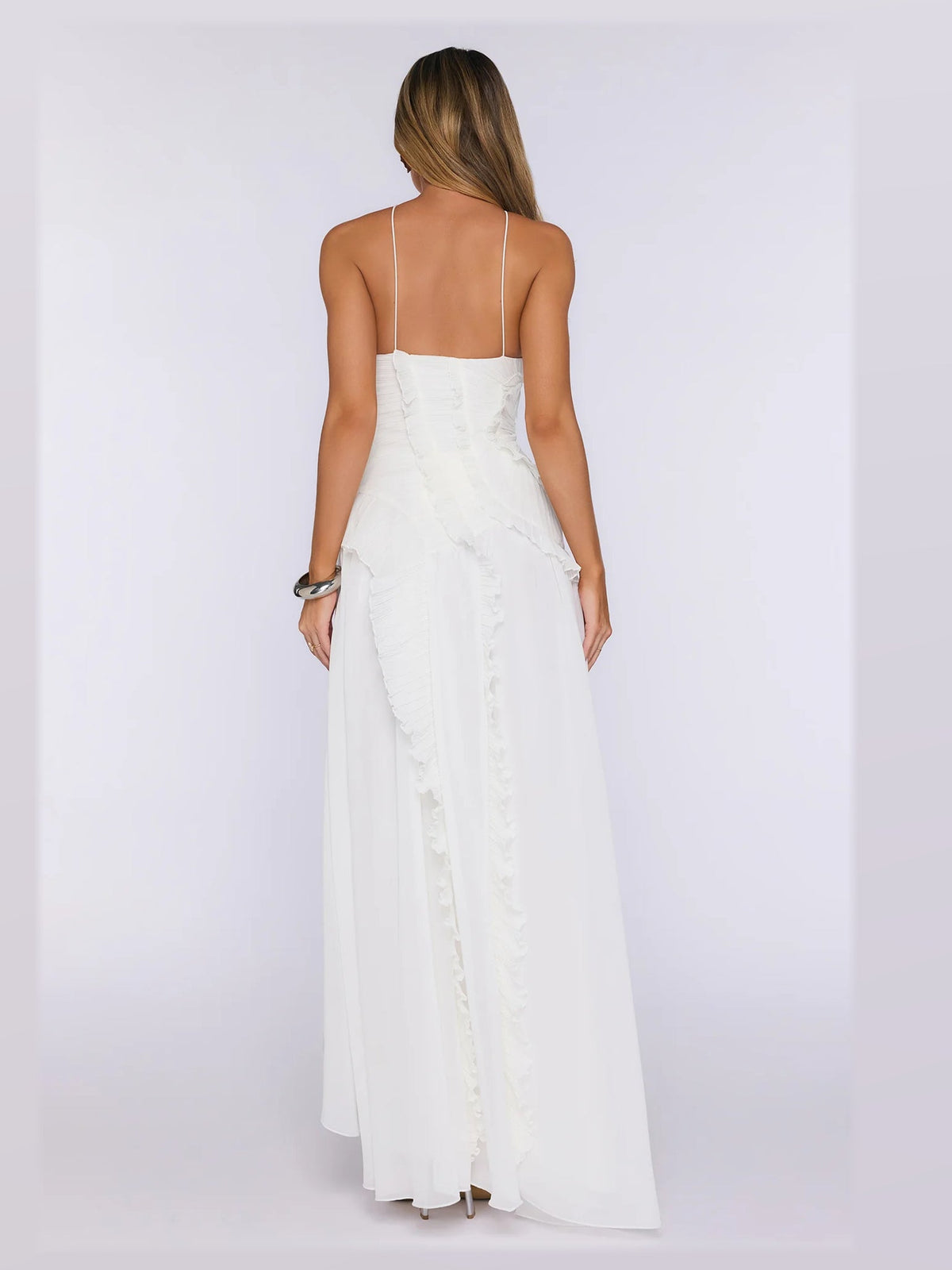 Peach formal dress with maxi formal style