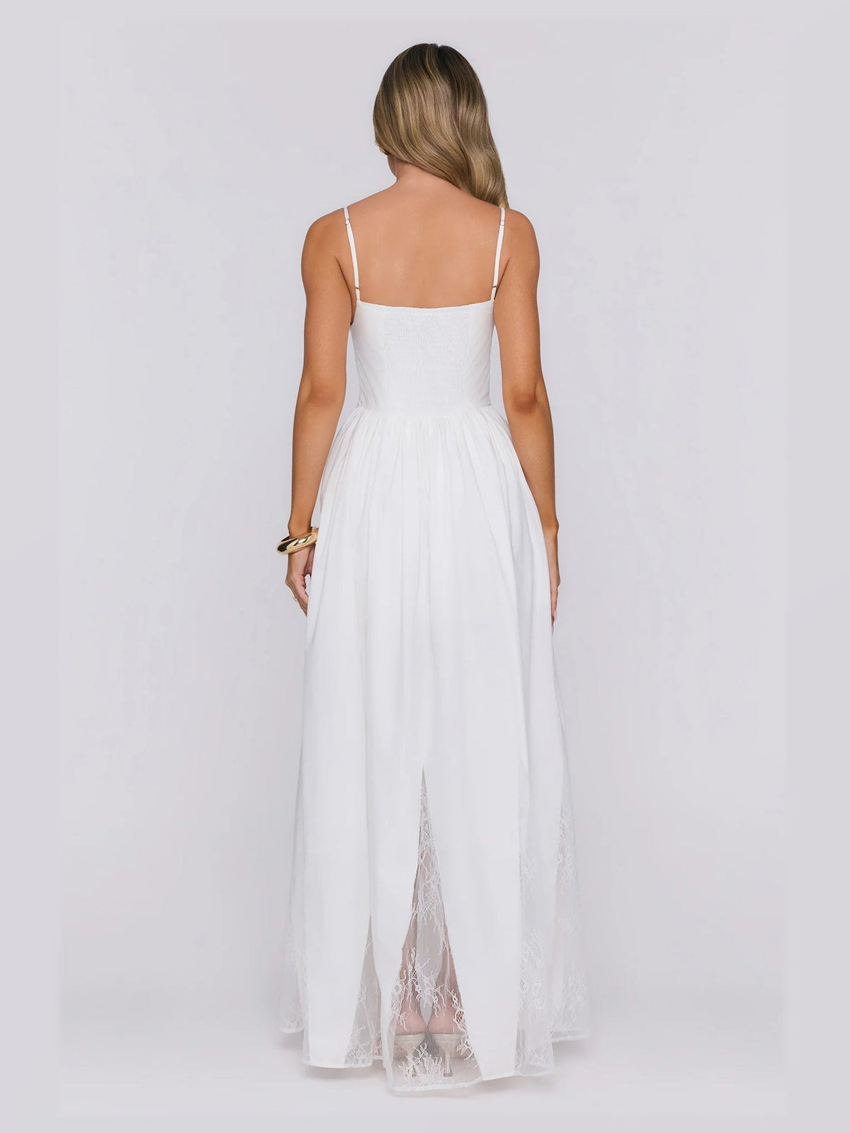 White formal dress with maxi formal style