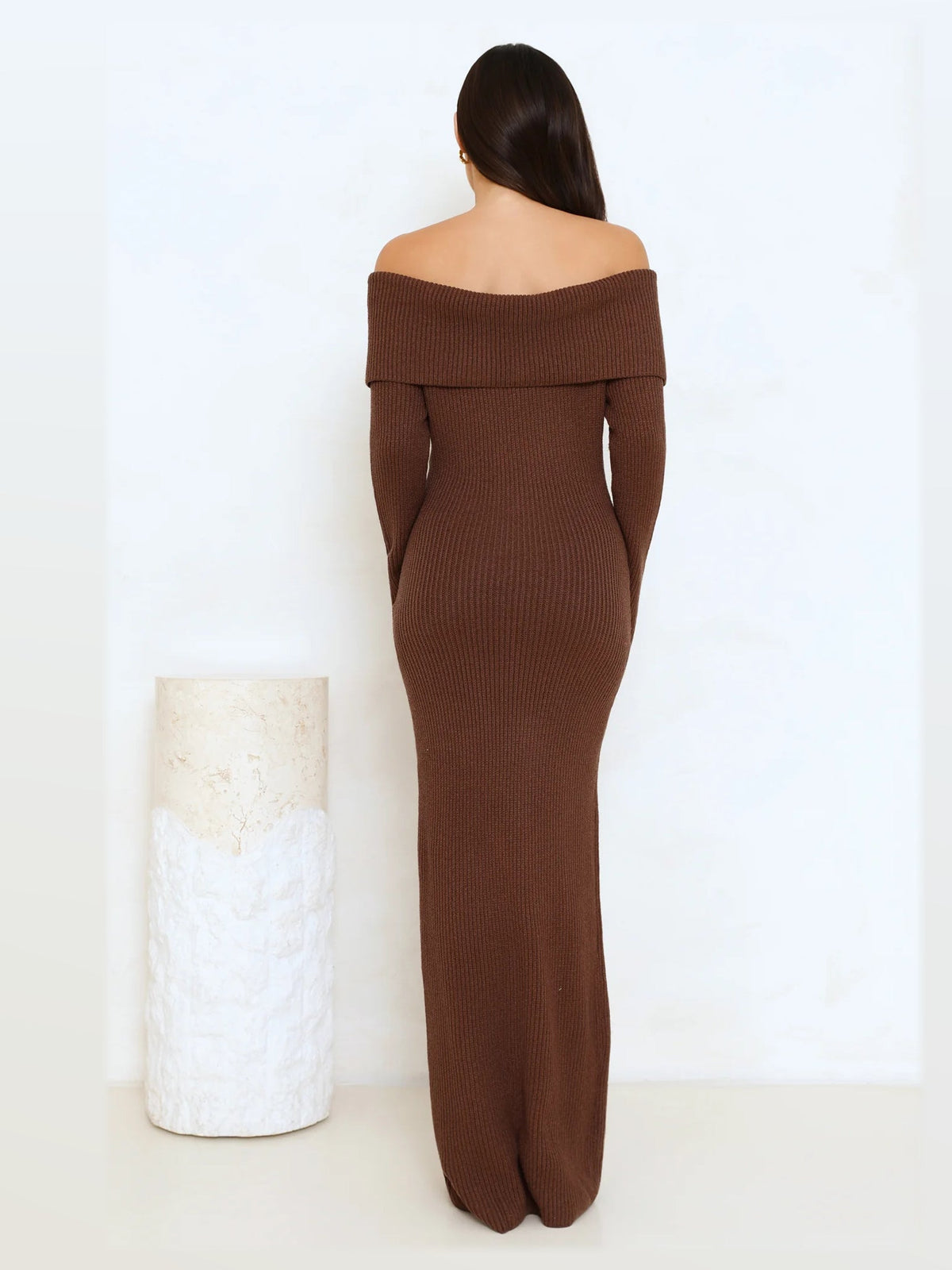 Brown formal dress with maxi formal style