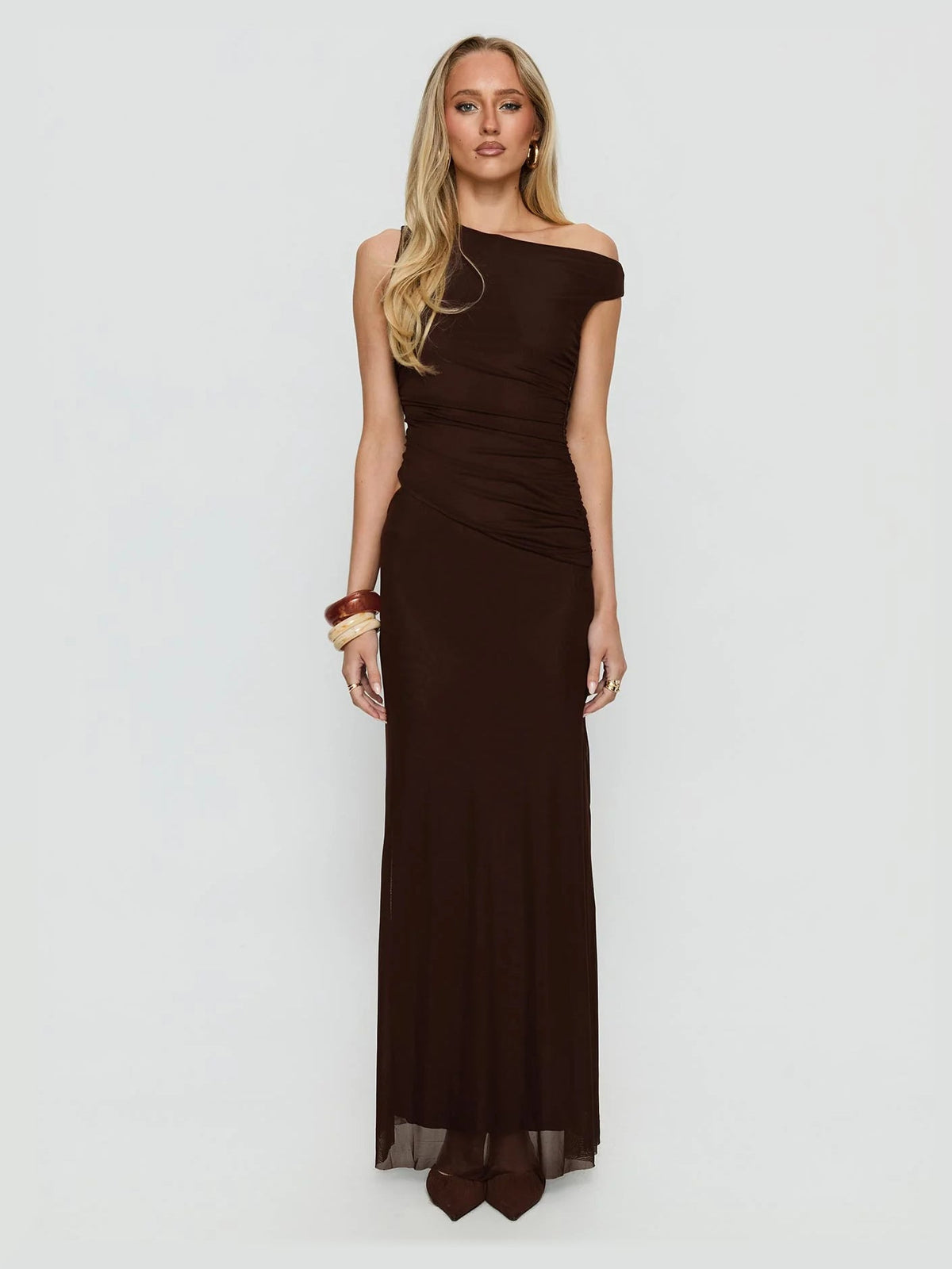 Chocolate formal dress with maxi formal style
