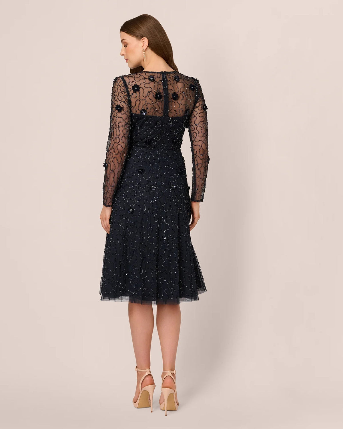 long-sleeve a-line midi mother of the bride dress - image 6