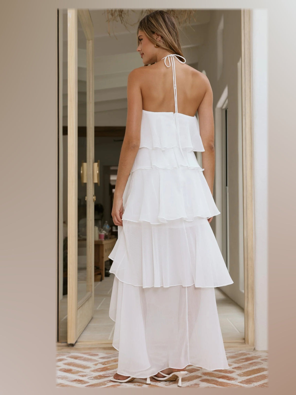 White formal dress with maxi formal style