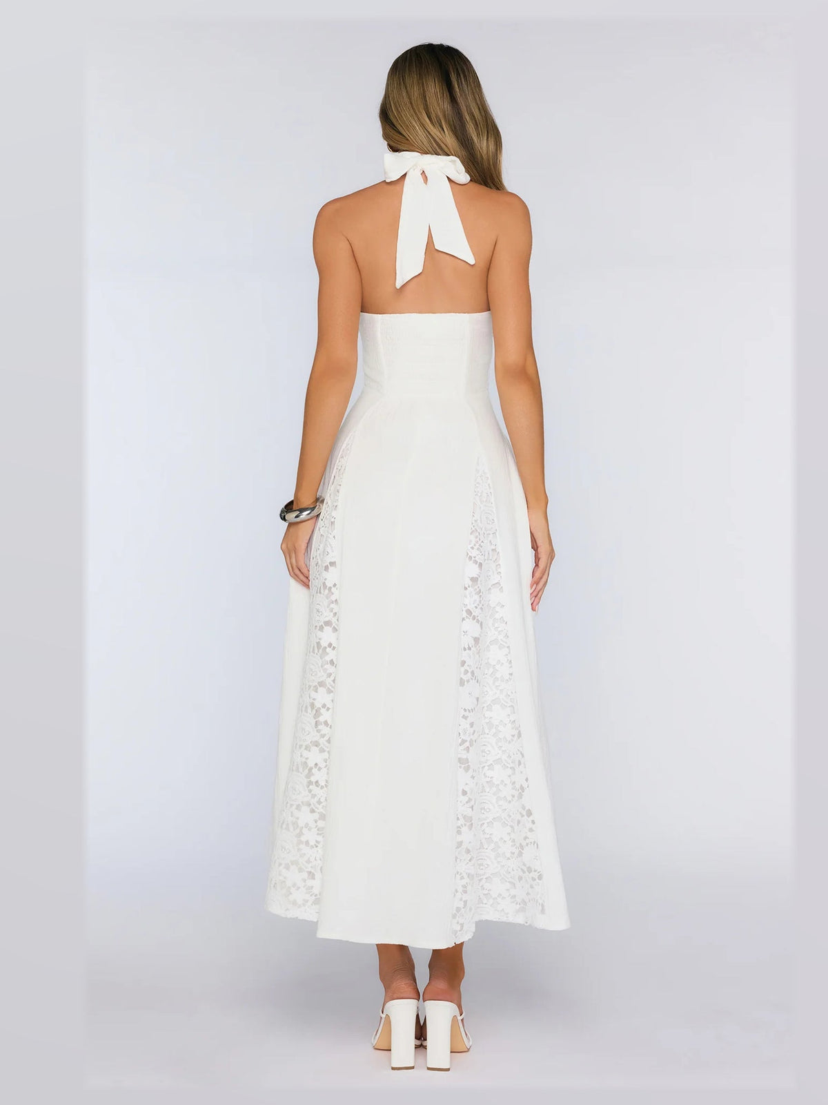 White formal dress with maxi formal style