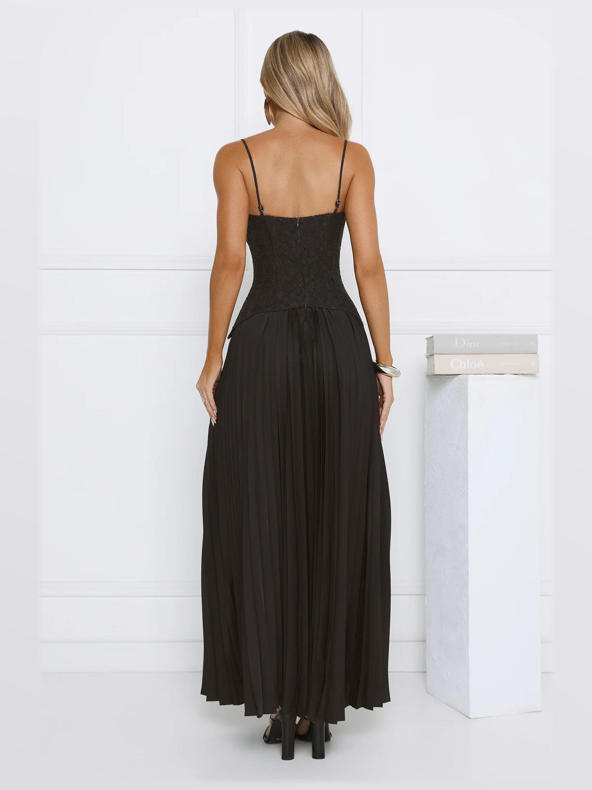 Black formal dress with maxi formal style