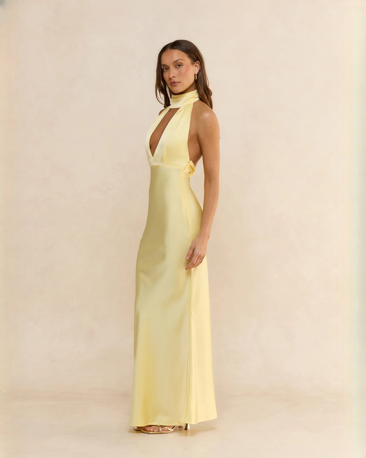 halter neck satin a-line maxi bridesmaid dress - image 6