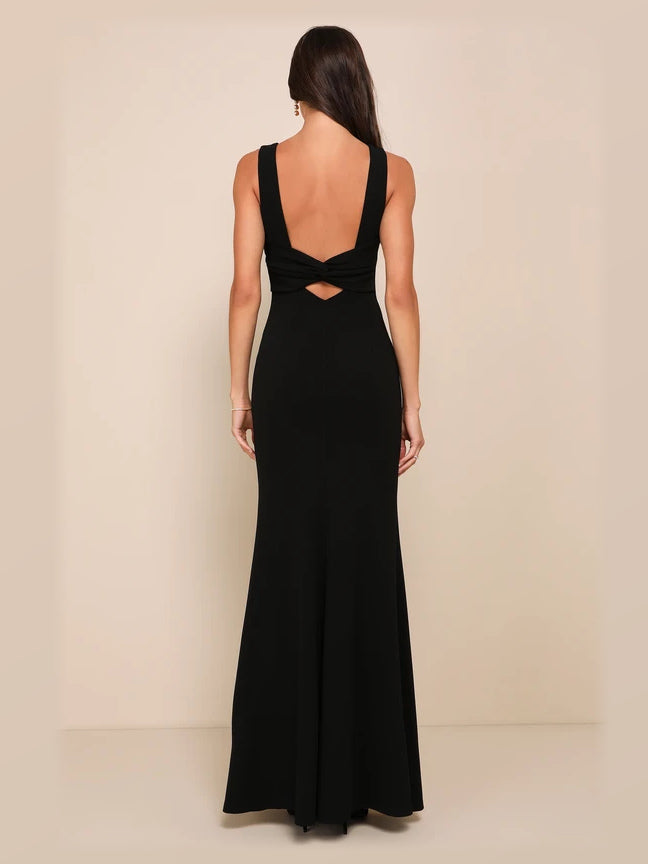 Black maxi formal dress, alternate full-length view showing the overall shape