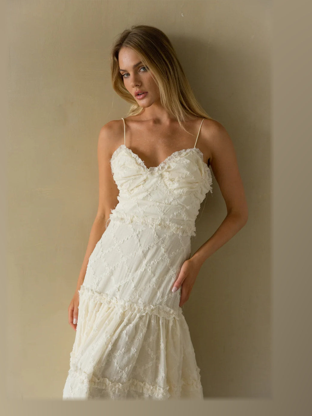 Cream formal dress with maxi formal style