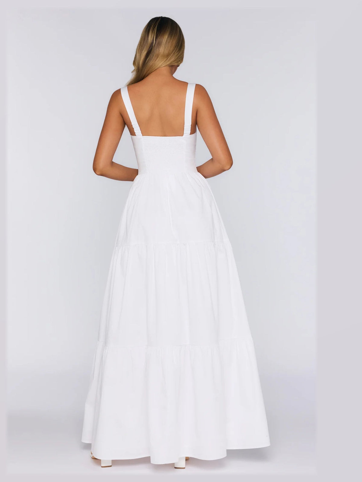 White formal dress with maxi formal style