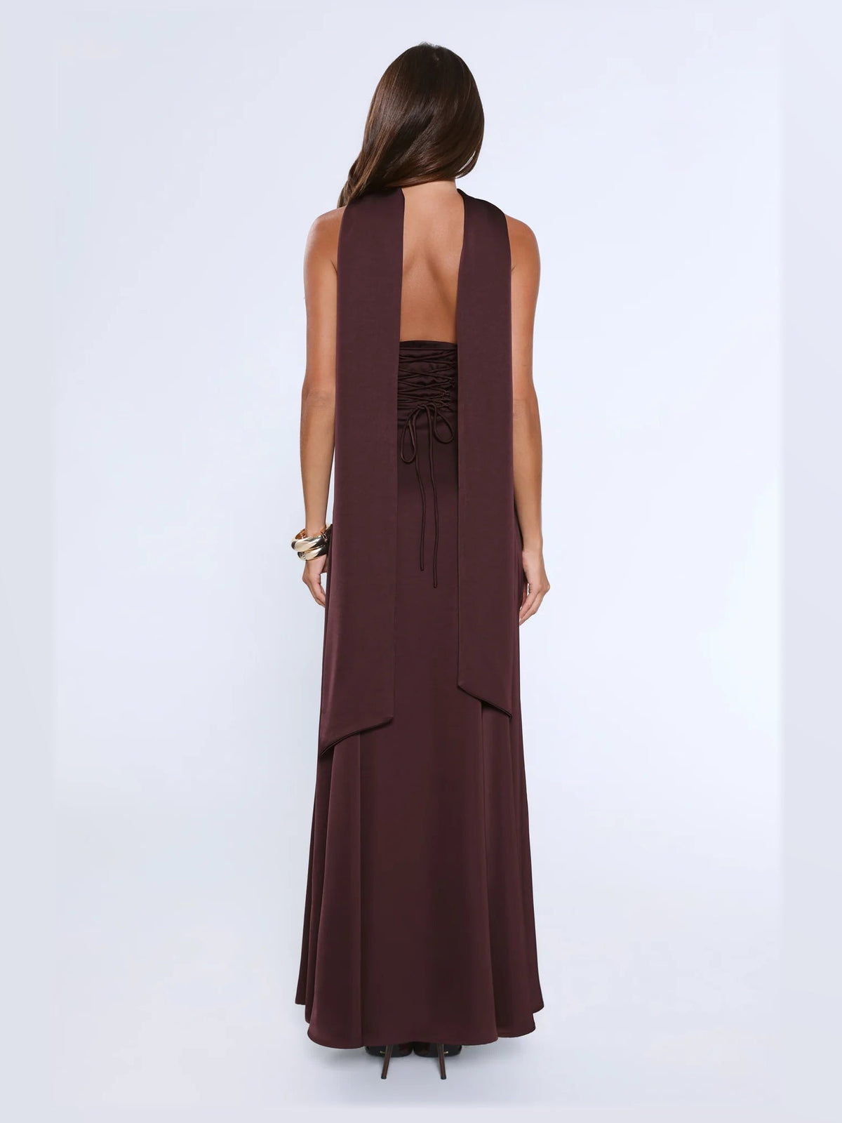 Chocolate formal dress with maxi formal style