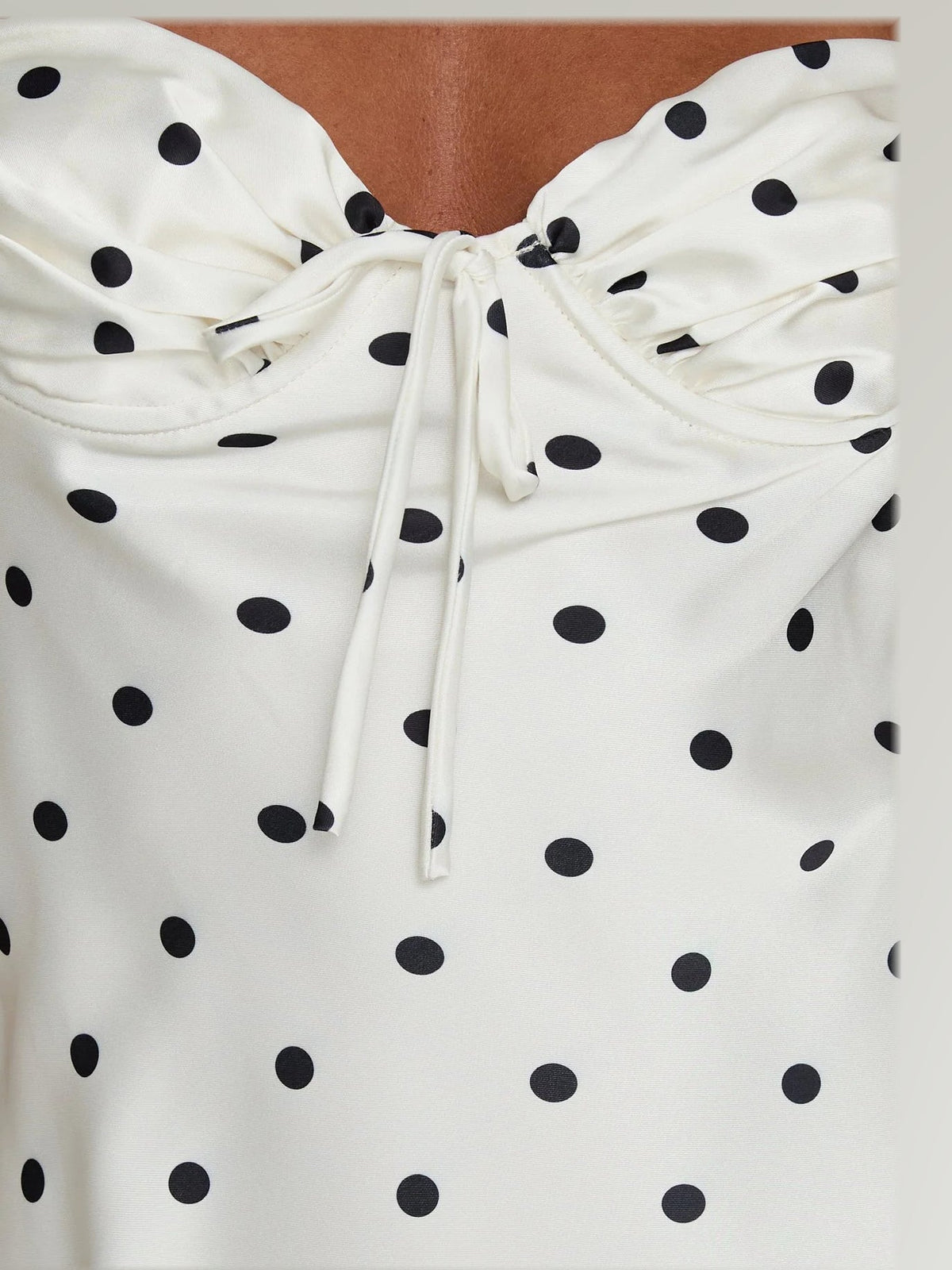 Cream Polka Dot formal dress with maxi formal style