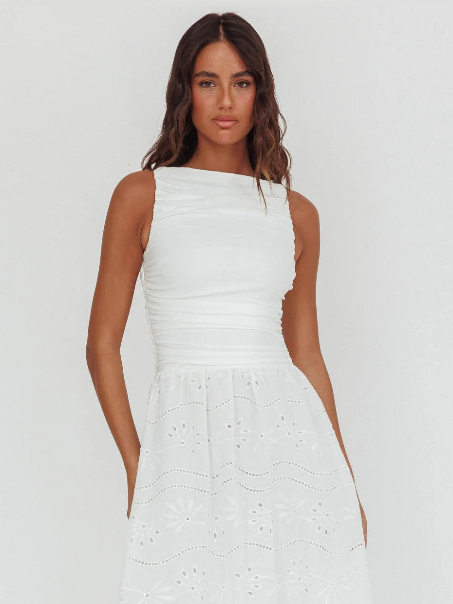 White formal dress with maxi formal style