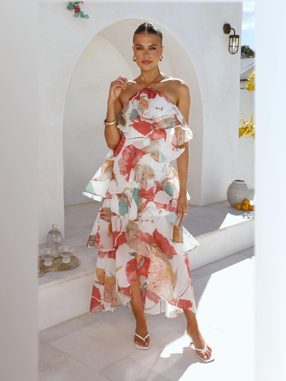 Blush maxi formal dress, alternate full-length view showing the overall shape