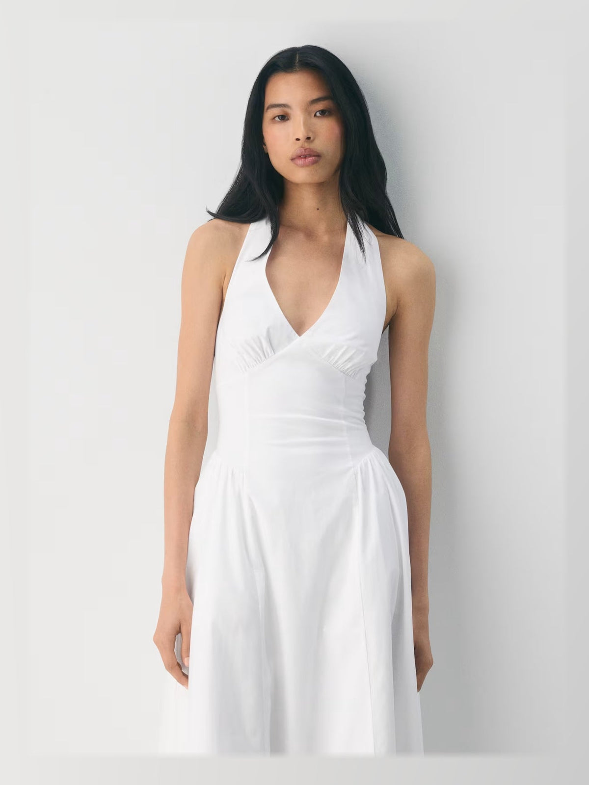 white midi formal dress, alternate full-length view showing the overall shape