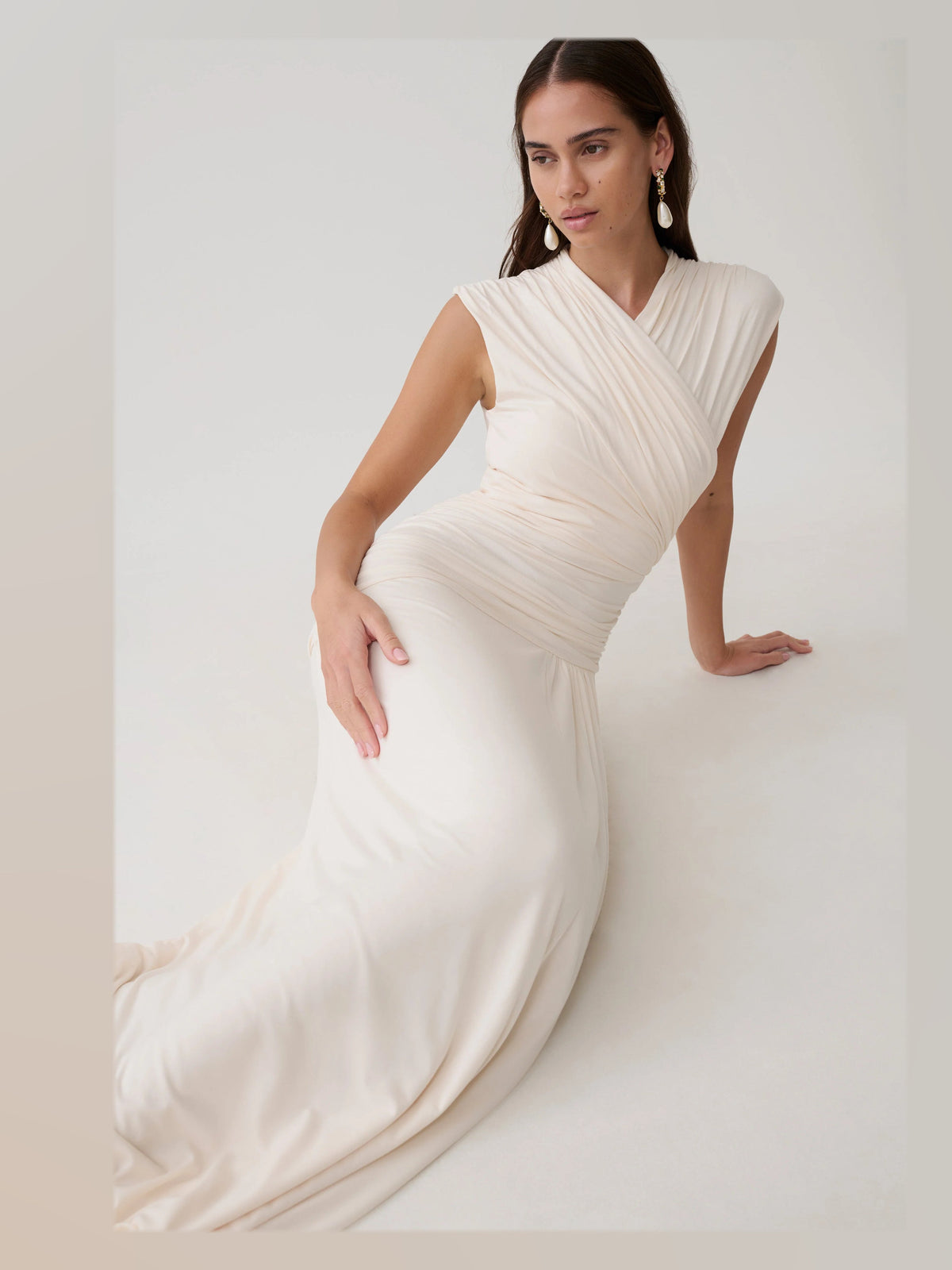Ivory formal dress with maxi formal style