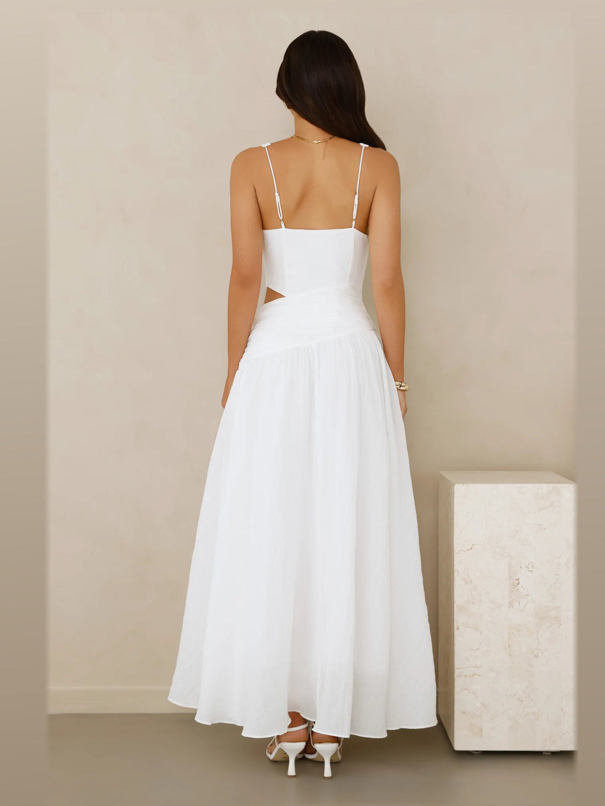 White formal dress with maxi formal style