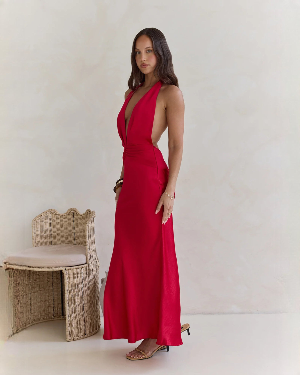 halter neck satin a-line maxi bridesmaid dress - image 7