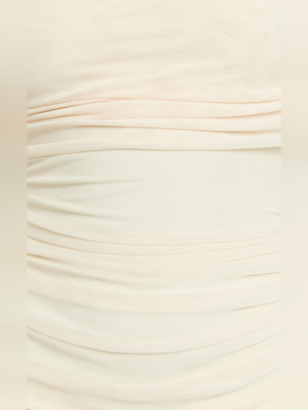 Cream ruched fabric detail panel with horizontal gathered lines