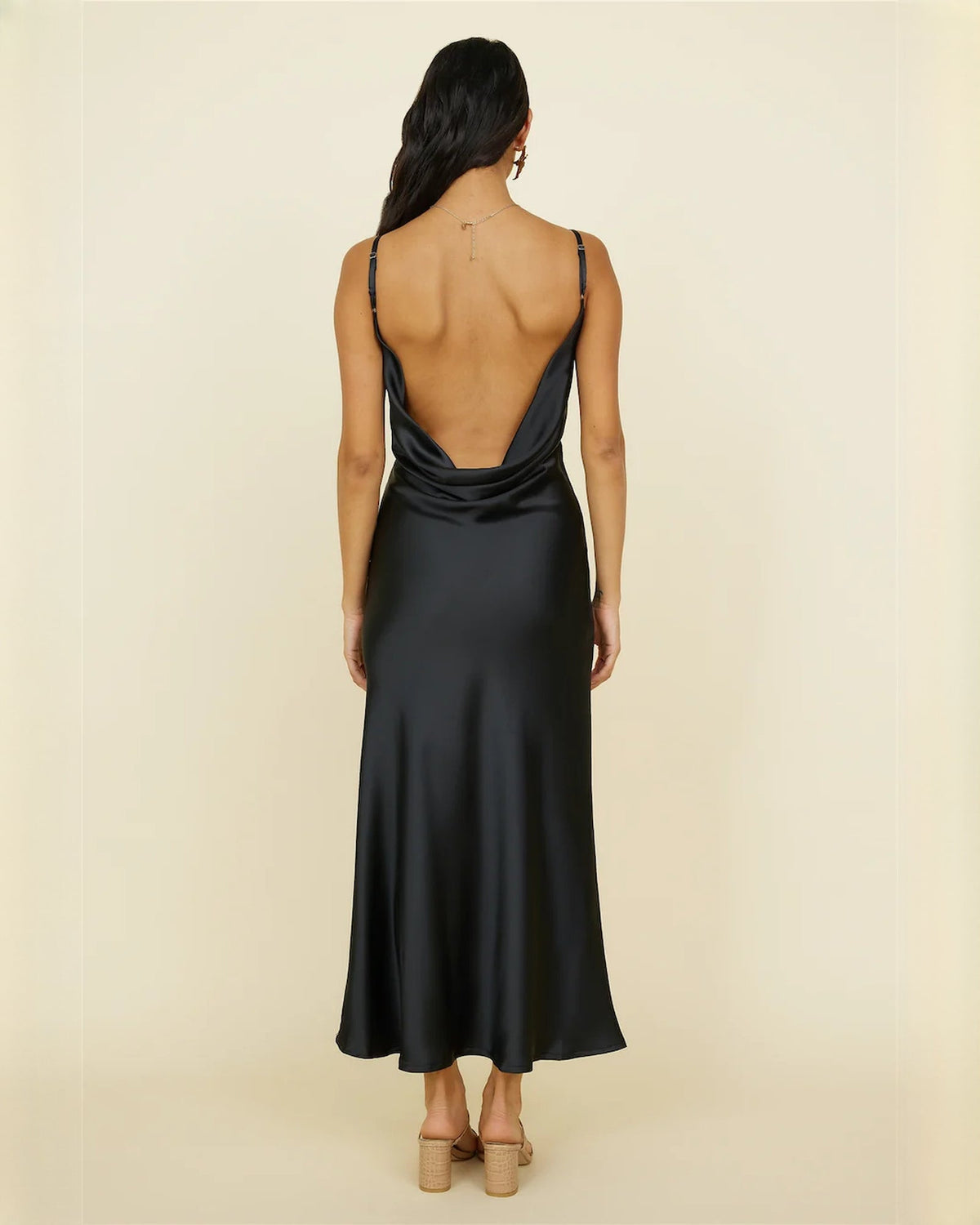 sleeveless satin a-line maxi bridesmaid dress - image 7