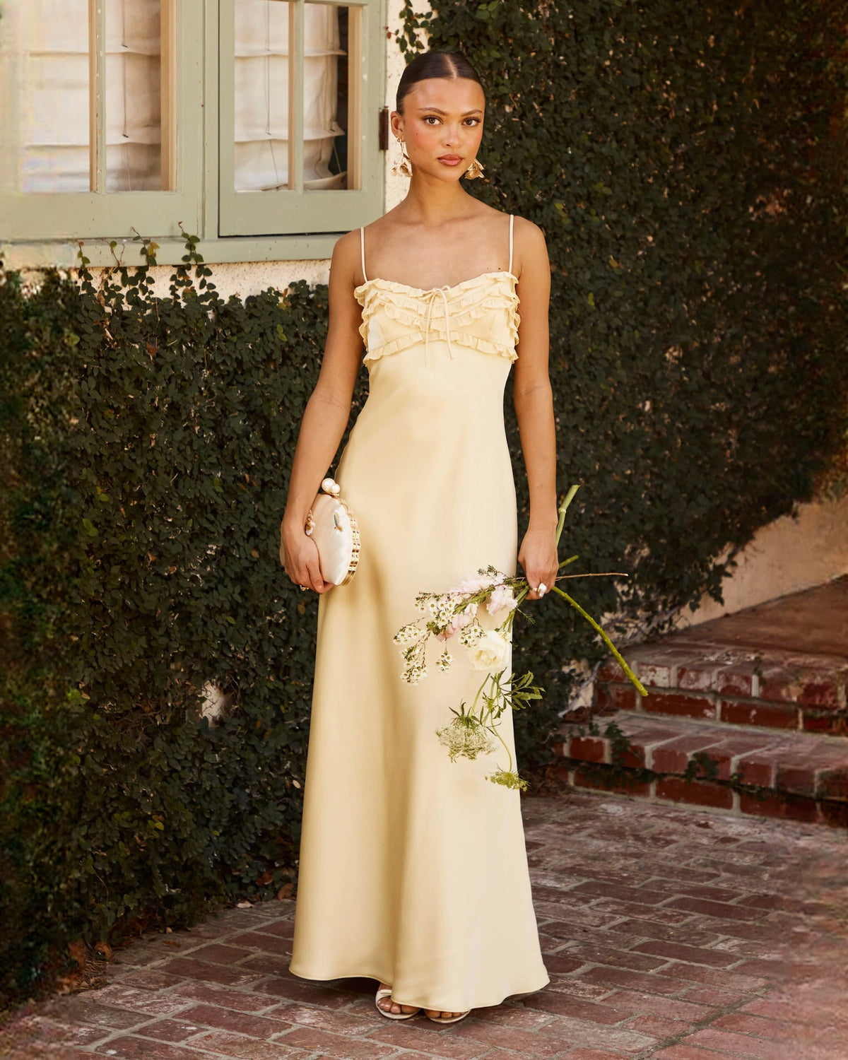 sleeveless satin a-line maxi bridesmaid dress - image 7