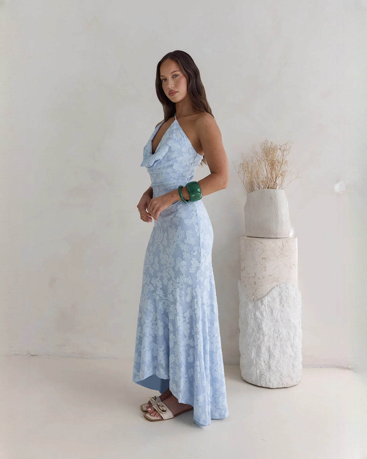 sleeveless mesh a-line maxi bridesmaid dress - image 7