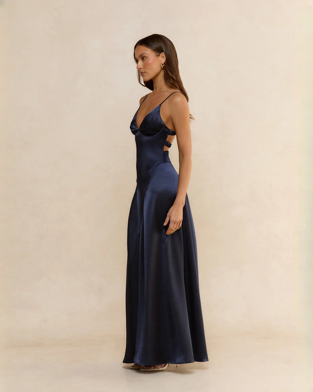 sleeveless satin a-line maxi bridesmaid dress - image 7