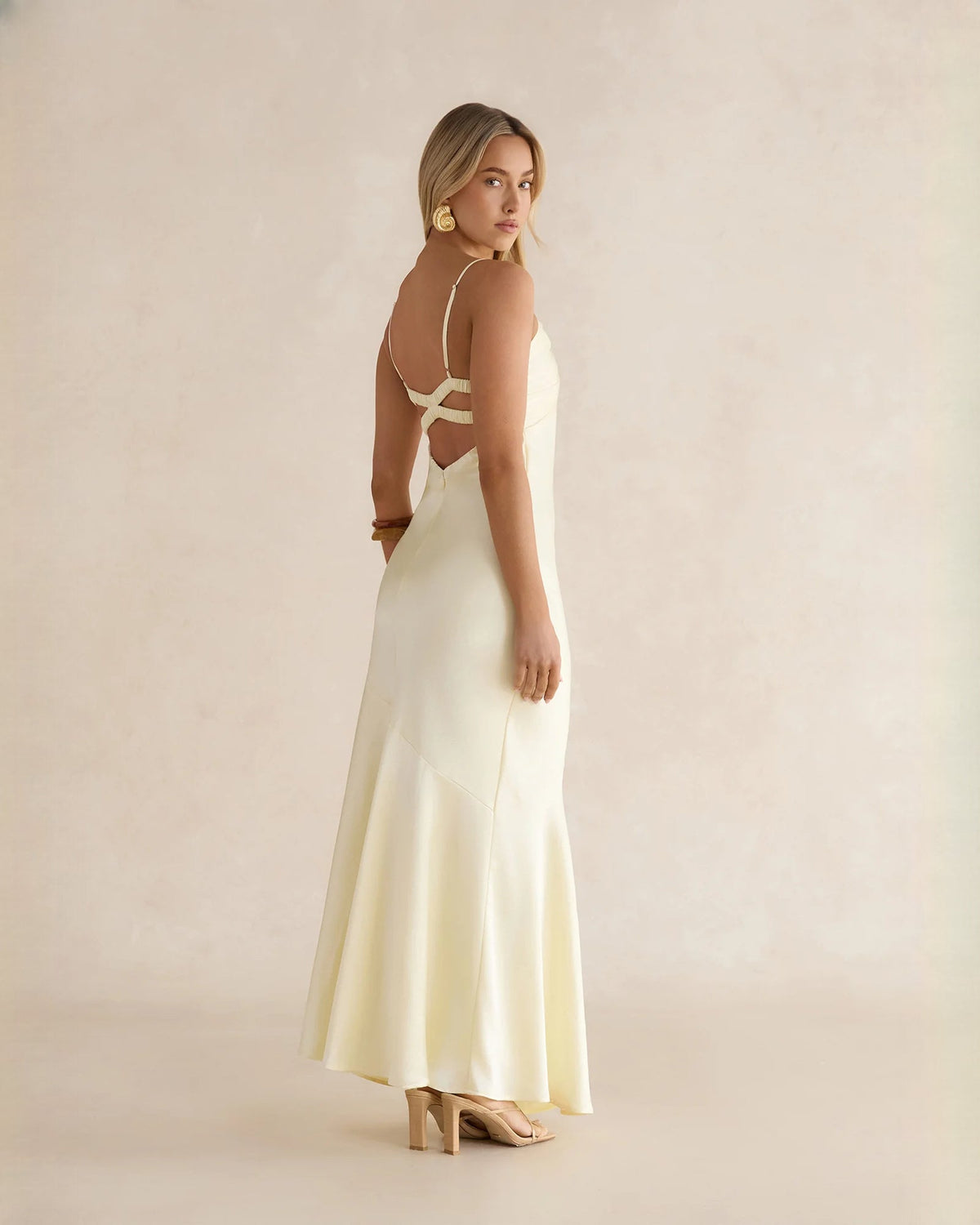 sleeveless satin a-line maxi bridesmaid dress - image 8