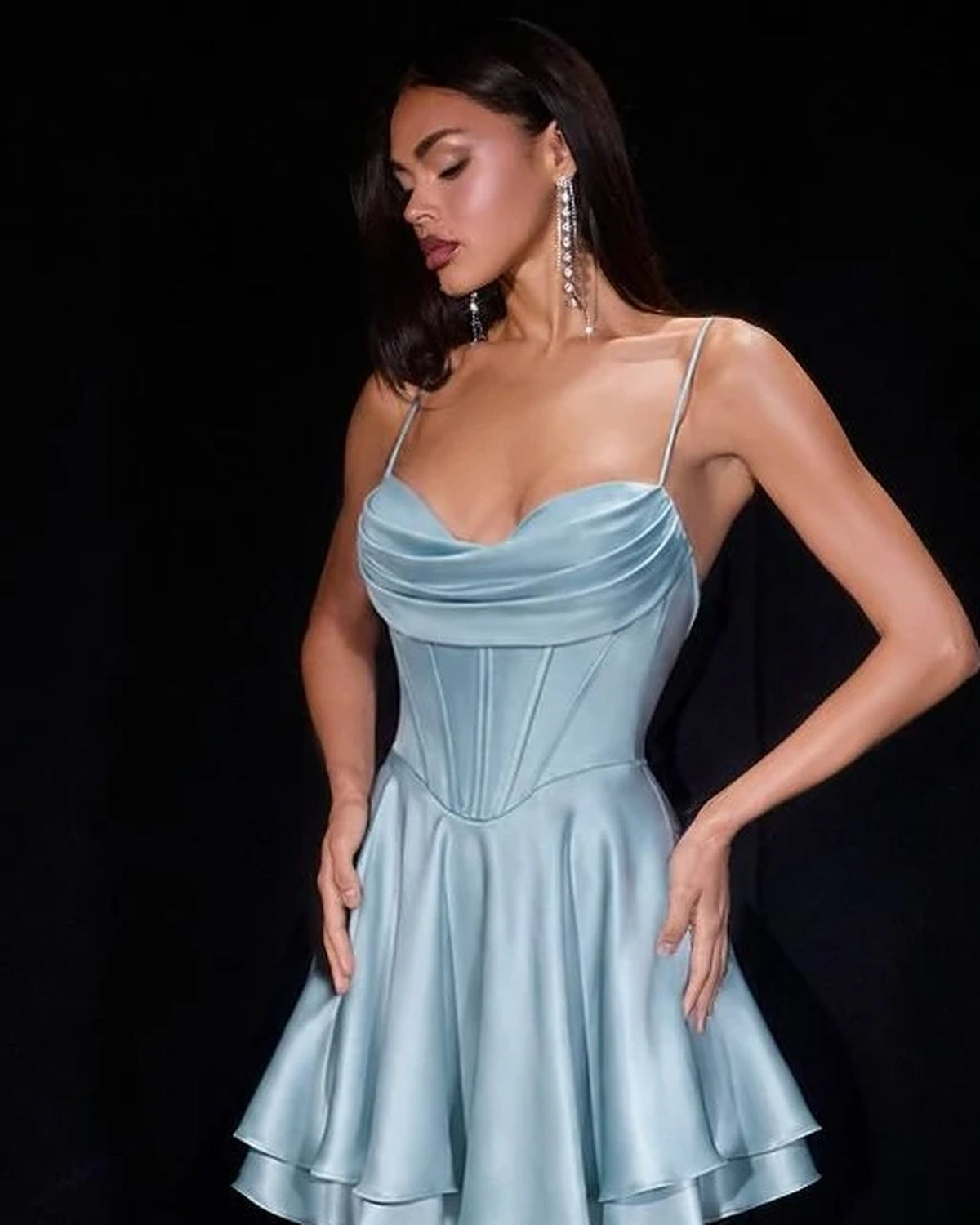 cosima satin corset mini homecoming dress - image 9