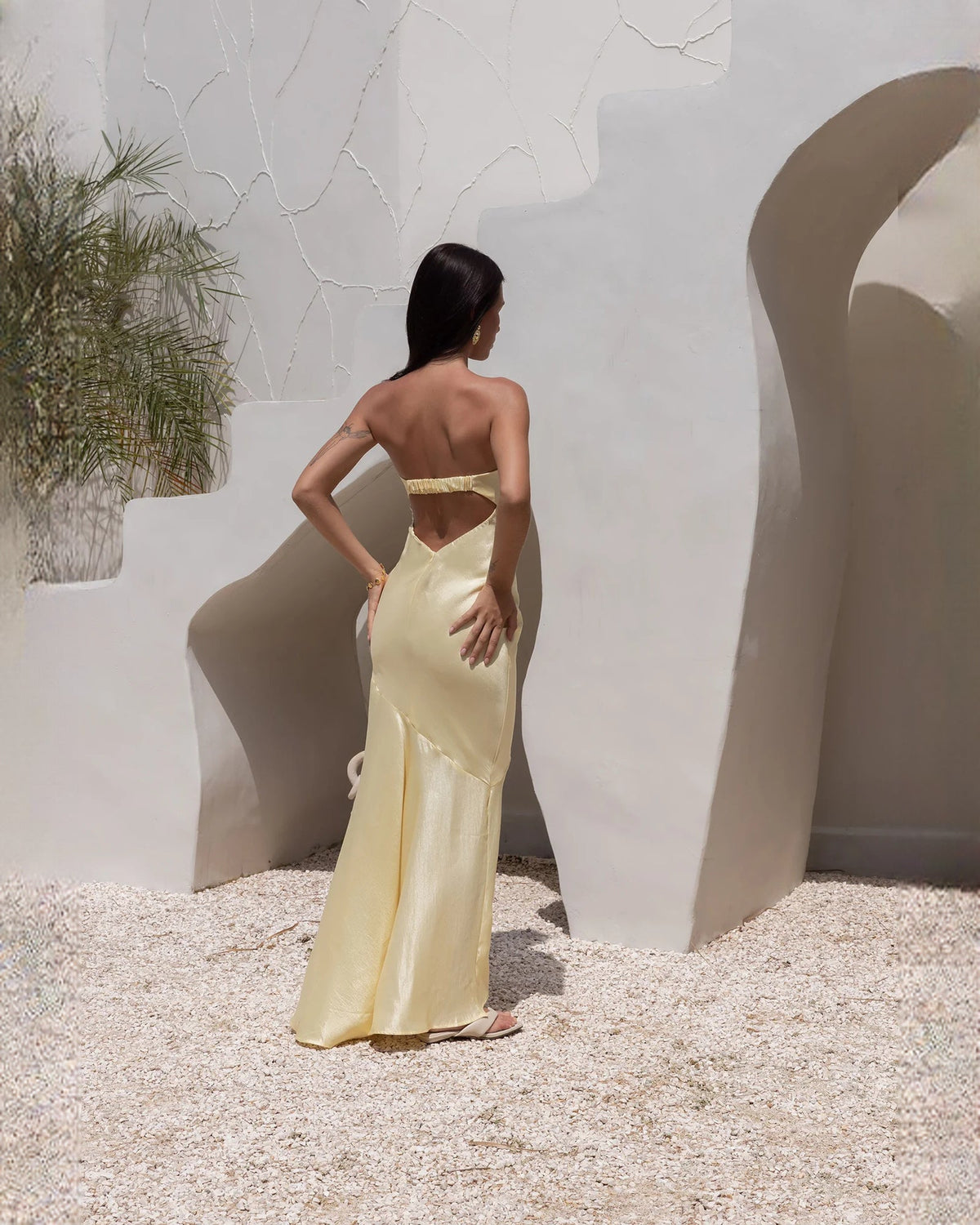 sleeveless satin a-line maxi bridesmaid dress - image 12