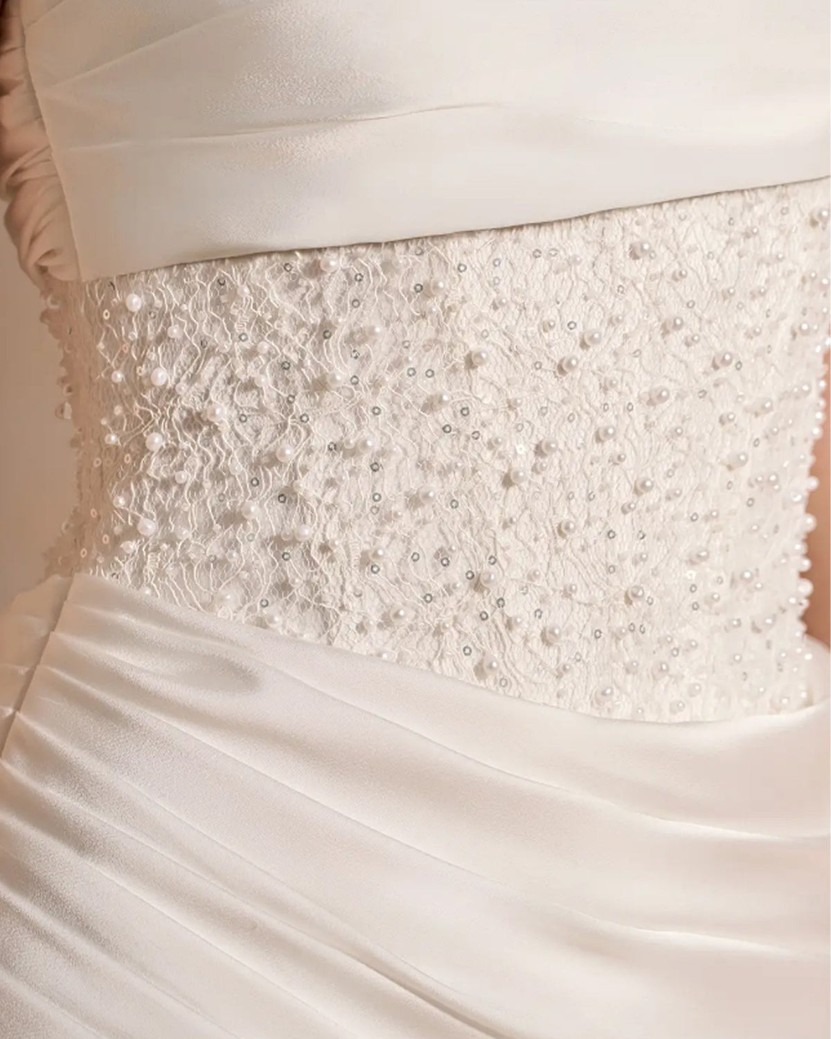 off shoulder fitted formal dress with beaded bodice and draped skirt - image 10